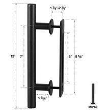 Load image into Gallery viewer, 12&quot; Pull and Flush Barn Sliding Door Handle Set - Round Black
