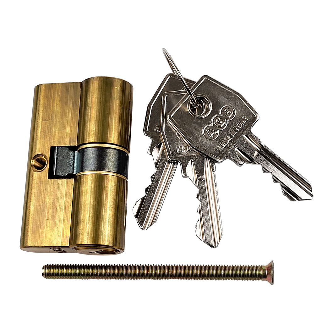 AGB Euro Profile 5 Pin Cylinder Key to Turn. Brass Finish. C603.01.22.22