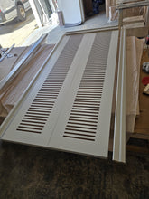 Load image into Gallery viewer, PRIMED PRECUT Louvered Door Panels Compatible with Compack 180/90 Hardware – Ventilated Doors for AC, Laundry &amp; Utility Rooms