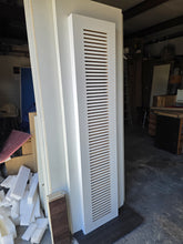 Load image into Gallery viewer, PRIMED PRECUT Louvered Door Panels Compatible with Compack 180/90 Hardware – Ventilated Doors for AC, Laundry &amp; Utility Rooms