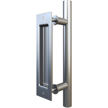 Load image into Gallery viewer, 12" Pull and Flush Barn Sliding Door Handle Set - Round SILVER