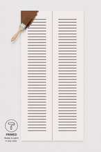 Load image into Gallery viewer, PRIMED PRECUT Louvered Door Panels Compatible with Compack 180/90 Hardware – Ventilated Doors for AC, Laundry &amp; Utility Rooms