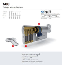 Load image into Gallery viewer, AGB Euro Profile 5 Pin Cylinder Key to Turn 30-30mm (60mm). C620XX2525