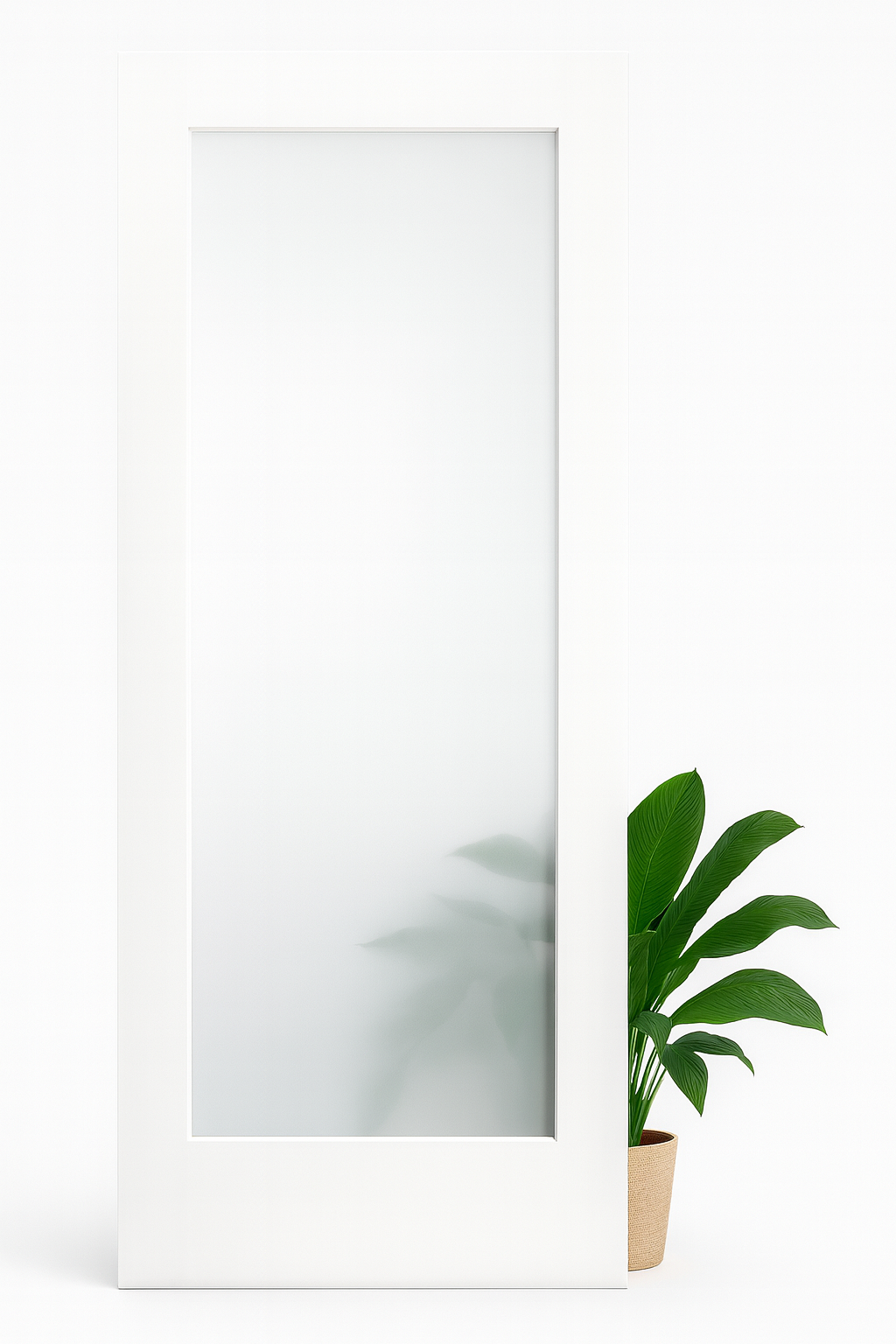 MILCASA WHITE Door Slab With FROSTED Glass. Compatible with Concealed MAGIC System, ERGON and POCKET Hardware. Made in ITALY.