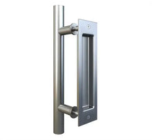 Load image into Gallery viewer, 12" Pull and Flush Barn Sliding Door Handle Set - Round SILVER
