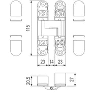 Load image into Gallery viewer, 3.2 Eclipse AGB - Adjustable Concealed Hinge with Flush Aluminium Covers for Internal Doors.