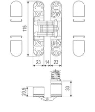 Load image into Gallery viewer, 3.2 HD Eclipse AGB - SELF CLOSING Adjustable Concealed Hinge with Flush Aluminium Covers for Internal Doors.