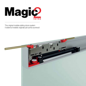 Magic 2 Vetro - Wall Mount Concealed Sliding System for Glass Doors